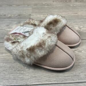 Jessica Simpson NWT Pink Plush Slippers Memory Foam Size Small 6-7